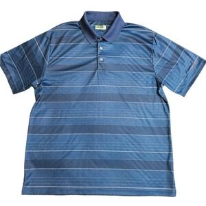 Ben‎ Hogan Performance Shirt Men's XL Blue Striped SS Golf Polo Polyester